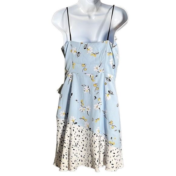 Cooper & Ella Women's Sleeveless Floral Ruffled Accent Blue Mini Dress Size S NW - Picture 3 of 13